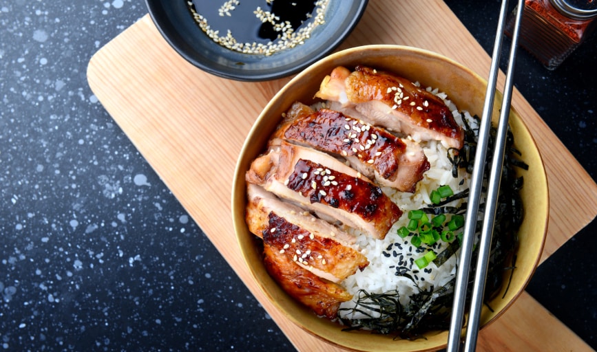 Spring Rolls & Teriyaki Bowl